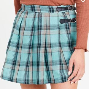 NWT Altar'd State Tracey Plaid Pleated Buckle Skirt Size Medium